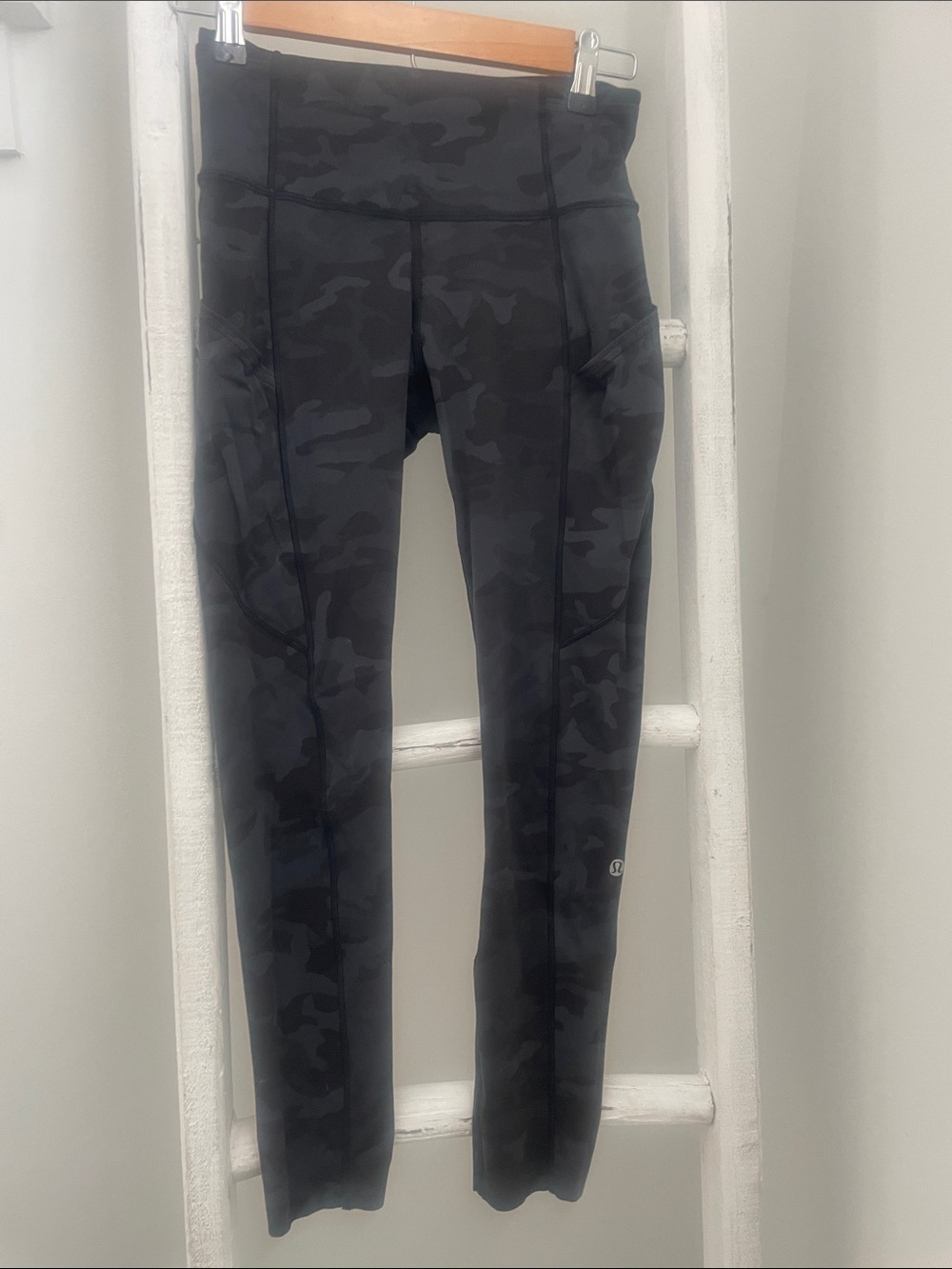 Lululemon Black Camo Leggings with Side Pockets